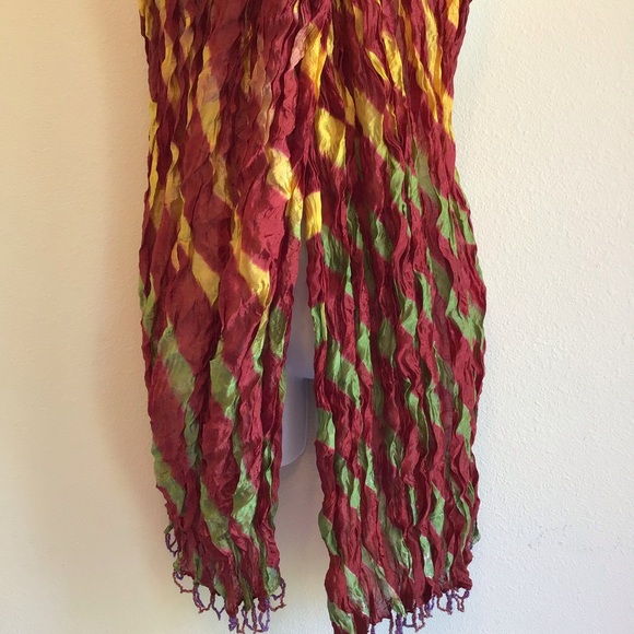 New Maroon Burgundy Striped Beach Scarf Wrap Pareo - Picture 4 of 11